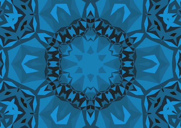 Винтажный Декоративный Синий Фон Геометрическим Абстрактным Калейдоскопическим Симметричным Узором — стоковое фото