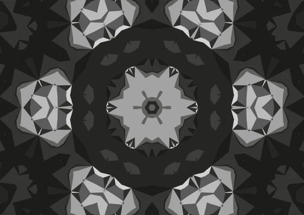 Vintage Dekorativen Monochromen Hintergrund Mit Geometrischen Abstrakten Kaleidoskopischen Symmetrischen Muster — Stockfoto