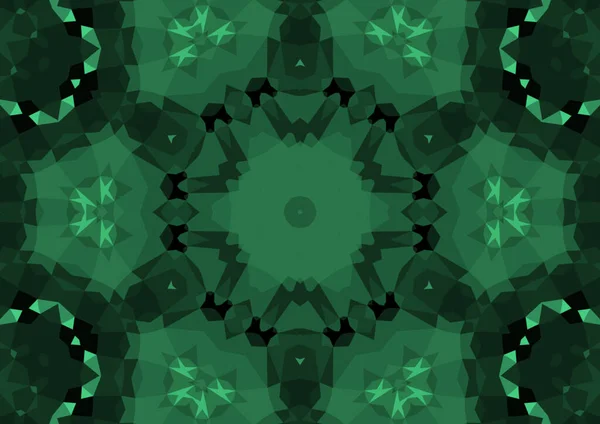 Vintage Dekorativen Grünen Hintergrund Mit Geometrischen Abstrakten Kaleidoskopischen Symmetrischen Muster — Stockfoto