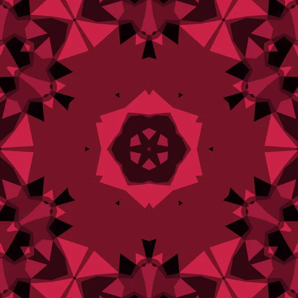 Geometrik Soyut Kaleydoskopik Simetrik Desenli Klasik Dekoratif Kırmızı Arkaplan — Stok fotoğraf