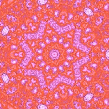 Dijital illüstrasyon, geometrik soyut desen ve üç boyutlu rahatlama efekti. Pembe ve turuncu renkler