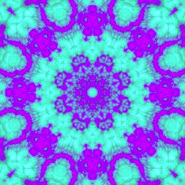 Dijital illüstrasyon, geometrik soyut desen ve üç boyutlu rahatlama efekti. Mavi ve mor renkler