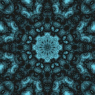 Dijital illüstrasyon, geometrik soyut desen ve üç boyutlu rahatlama efekti. Mavi ve siyah renkler