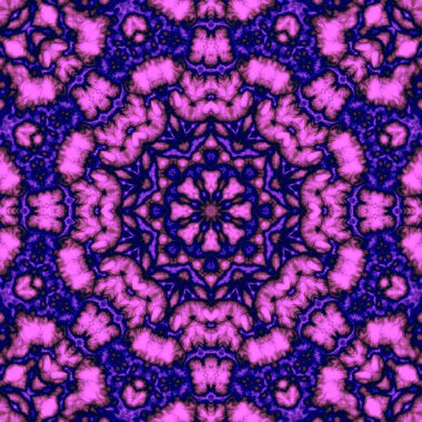 Dijital illüstrasyon, geometrik soyut desen ve üç boyutlu rahatlama efekti. Pembe, mor ve siyah renkler