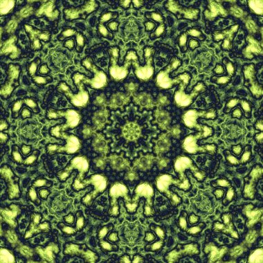 Dijital illüstrasyon, geometrik soyut desen ve üç boyutlu rahatlama efekti. Siyah ve sarı renkler