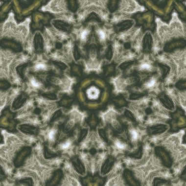 Dijital illüstrasyon, geometrik soyut desen ve üç boyutlu rahatlama efekti. Sarı ve yeşil renkler