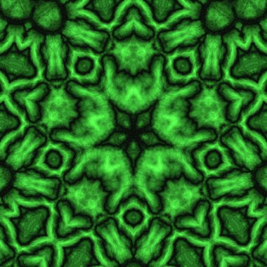 Dijital illüstrasyon, geometrik soyut desen ve üç boyutlu rahatlama efekti. Yeşil ve siyah renkler