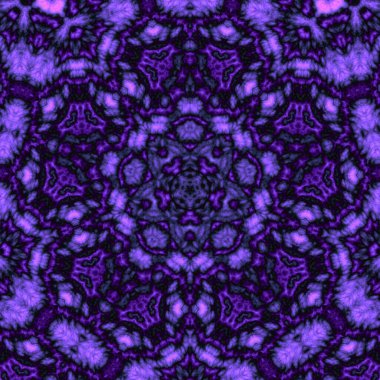 Dijital illüstrasyon, geometrik soyut desen ve üç boyutlu rahatlama efekti. Mor ve siyah renkler