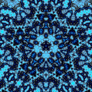 Dijital illüstrasyon, geometrik soyut desen ve üç boyutlu rahatlama efekti. Mavi ve siyah renkler