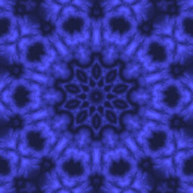 Dijital illüstrasyon, geometrik soyut desen ve üç boyutlu rahatlama efekti. Mavi ve siyah renkler