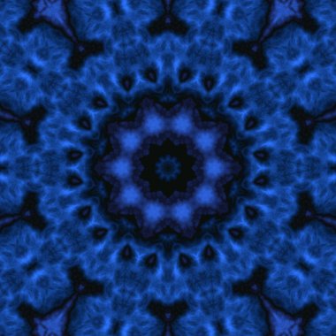 Dijital illüstrasyon, geometrik soyut desen ve üç boyutlu rahatlama efekti. Mavi ve siyah renkler