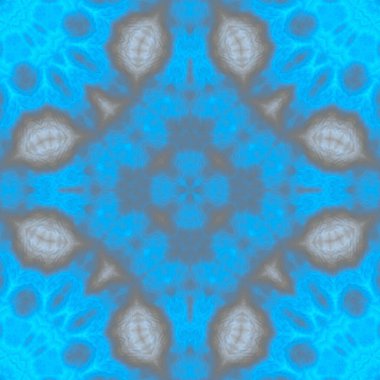 Dijital illüstrasyon, geometrik soyut desen ve üç boyutlu rahatlama efekti. Mavi ve gri renkler