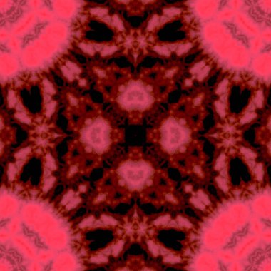 Dijital illüstrasyon, geometrik soyut desen ve üç boyutlu rahatlama efekti. Kırmızı ve siyah renkler