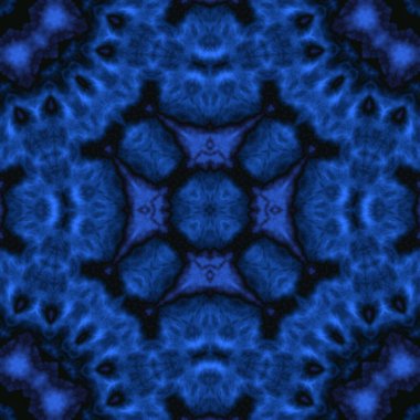 Dijital illüstrasyon, geometrik soyut desen ve üç boyutlu rahatlama efekti. Mavi ve siyah renkler