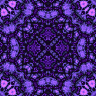 Dijital illüstrasyon, geometrik soyut desen ve üç boyutlu rahatlama efekti. Mor ve siyah renkler