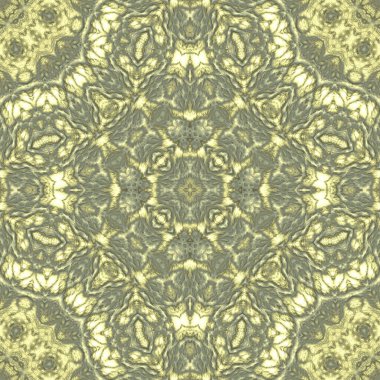 Dijital illüstrasyon, geometrik soyut desen ve üç boyutlu rahatlama efekti. Sarı ve bej renkler