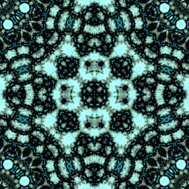 Dijital illüstrasyon, geometrik soyut desen ve üç boyutlu rahatlama efekti. Mavi ve siyah renkler