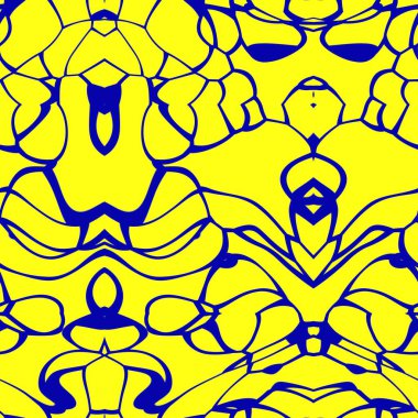 Sarı ve asil mavi tonlarda kusursuz soyut desen