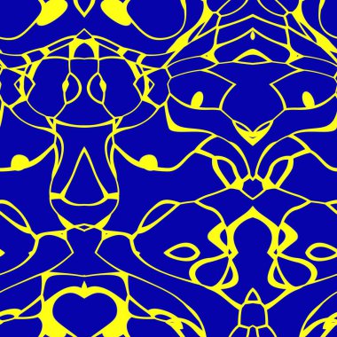 Sarı ve asil mavi tonlarda kusursuz soyut desen