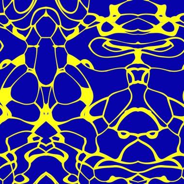 Sarı ve asil mavi tonlarda kusursuz soyut desen