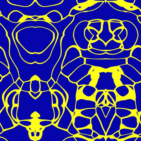 Seamless abstract pattern in yellow and royal blue tones