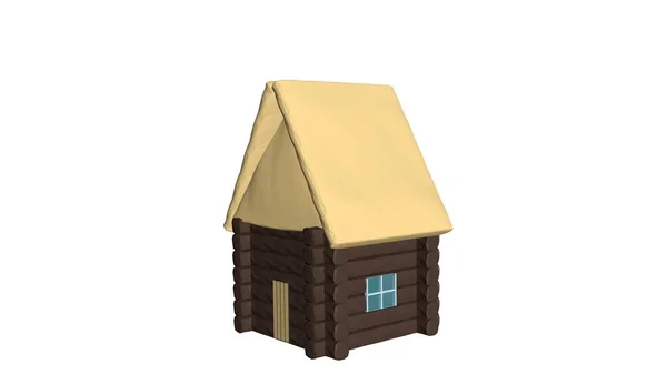 Illustration Wooden House White Background Low Poly Style — Stock Photo, Image