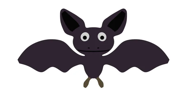 白色背景下的大眼睛紫色卡通蝙蝠图例 — 图库照片