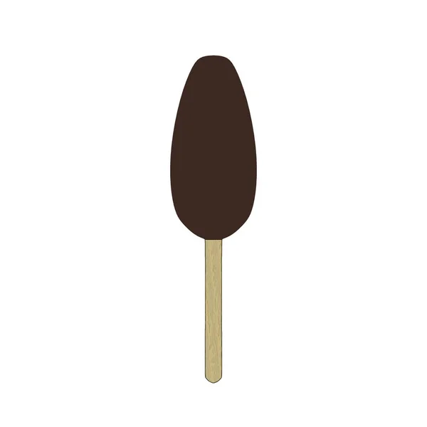 Illustration Von Eis Schokoladenglasur Auf Holzstab Isoliert Auf Weißem Hintergrund — Stockfoto