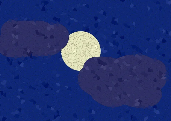 モザイク効果を持つ雲と夜空の月のイラスト — ストック写真