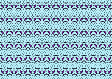 Mor ve cyan tonlarında tekrarlanan desenlerin süsleriyle soyut arkaplan, poster, site, iç tasarım, çıkartmalar için renkli arkaplan