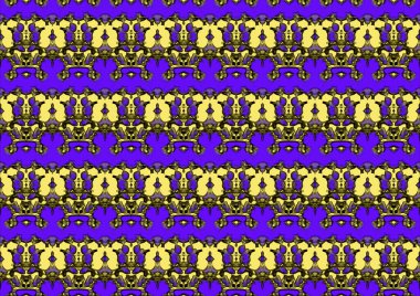 Tekrarlanan mavi ve sarı tonlardaki süslemelerle kusursuz soyut arkaplan, poster için renkli arkaplan, iç tasarım,