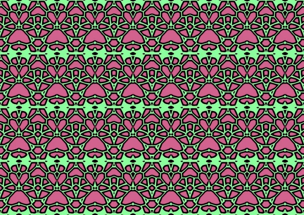 Seamless Abstract Backdrop Ornament Repeated Patterns Green Pink Tones Colorful — Stock Photo, Image