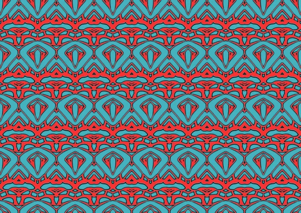 赤と青のトーンの繰り返しのパターンから装飾とシームレスな抽象的な背景 ポスターのためのカラフルな背景 インテリアデザイン — ストック写真