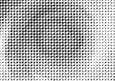 Noktalı, eşkenar dörtgenli ve çizgili, beyaz ve siyah tonlu soyut yarım ton arkaplan, kartvizit, poster, reklam için tek renkli arkaplan