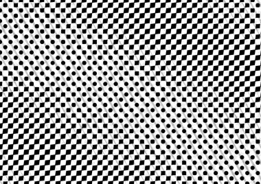 Üzerinde noktalar ve daireler olan beyaz ve siyah baskı tarzında soyut noktalı yarım ton arkaplan, kartvizit, poster, reklam için tek renkli arkaplan