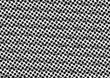 Üzerinde noktalar ve daireler olan beyaz ve siyah baskı tarzında soyut noktalı yarım ton arkaplan, kartvizit, poster, reklam için tek renkli arkaplan