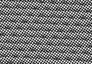 Üzerinde noktalar ve daireler olan beyaz ve siyah baskı tarzında soyut noktalı yarım ton arkaplan, kartvizit, poster, reklam için tek renkli arkaplan