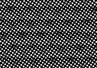 Üzerinde noktalar ve daireler olan beyaz ve siyah baskı tarzında soyut noktalı yarım ton arkaplan, kartvizit, poster, reklam için tek renkli arkaplan