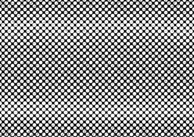 Üzerinde noktalar ve daireler olan beyaz ve siyah baskı tarzında soyut noktalı yarım ton arkaplan, kartvizit, poster, reklam için tek renkli arkaplan