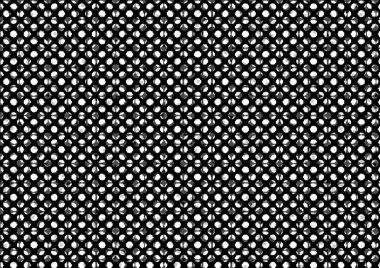 Üzerinde noktalar ve daireler olan beyaz ve siyah baskı tarzında soyut noktalı yarım ton arkaplan, kartvizit, poster, reklam için tek renkli arkaplan