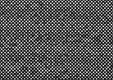 Üzerinde noktalar ve daireler olan beyaz ve siyah baskı tarzında soyut noktalı yarım ton arkaplan, kartvizit, poster, reklam için tek renkli arkaplan