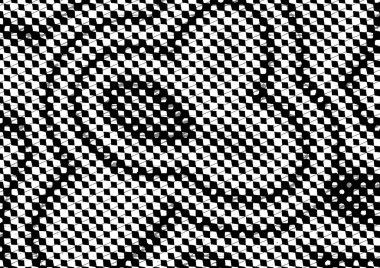 Üzerinde noktalar ve daireler olan beyaz ve siyah baskı tarzında soyut noktalı yarım ton arkaplan, kartvizit, poster, reklam için tek renkli arkaplan