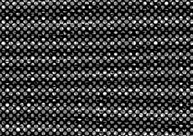 Üzerinde noktalar ve daireler olan beyaz ve siyah baskı tarzında soyut noktalı yarım ton arkaplan, kartvizit, poster, reklam için tek renkli arkaplan