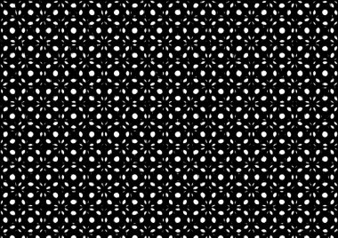 Üzerinde noktalar ve daireler olan beyaz ve siyah baskı tarzında soyut noktalı yarım ton arkaplan, kartvizit, poster, reklam için tek renkli arkaplan