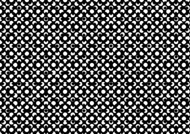 Üzerinde noktalar ve daireler olan beyaz ve siyah baskı tarzında soyut noktalı yarım ton arkaplan, kartvizit, poster, reklam için tek renkli arkaplan