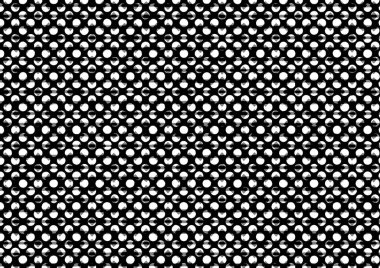 Üzerinde noktalar ve daireler olan beyaz ve siyah baskı tarzında soyut noktalı yarım ton arkaplan, kartvizit, poster, reklam için tek renkli arkaplan