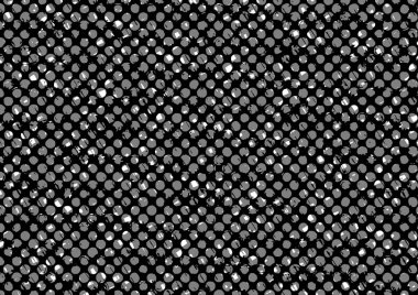 Üzerinde noktalar ve daireler olan beyaz ve siyah baskı tarzında soyut noktalı yarım ton arkaplan, kartvizit, poster, reklam için tek renkli arkaplan