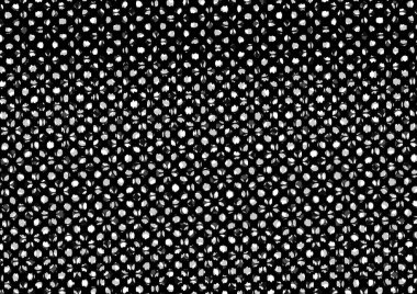 Üzerinde noktalar ve daireler olan beyaz ve siyah baskı tarzında soyut noktalı yarım ton arkaplan, kartvizit, poster, reklam için tek renkli arkaplan