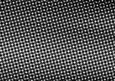 Üzerinde noktalar ve daireler olan beyaz ve siyah baskı tarzında soyut noktalı yarım ton arkaplan, kartvizit, poster, reklam için tek renkli arkaplan