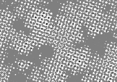 Üzerinde noktalar ve daireler olan beyaz ve siyah baskı tarzında soyut noktalı yarım ton arkaplan, kartvizit, poster, reklam için tek renkli arkaplan